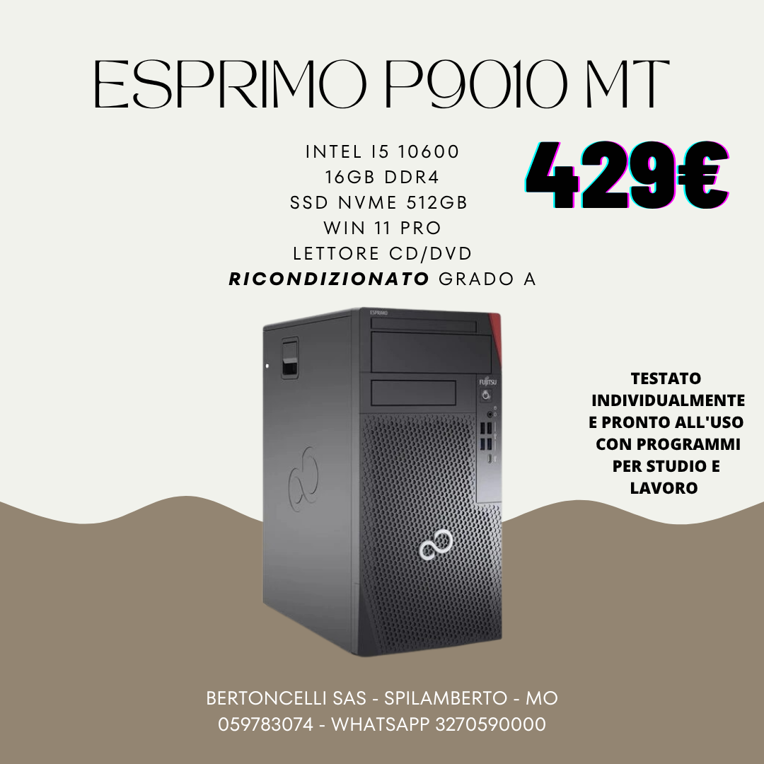 FUJITSU ESPRIMO P9010 MT Intel i5-10600 16+512GB DVD
